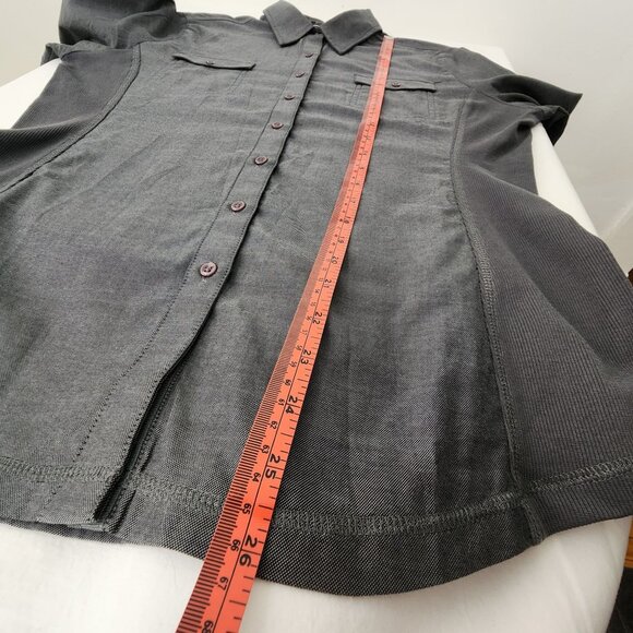 Cutter & Buck Womens M Fitted Gray Button-Up Shirt Roll Tab Sleeve Golf Preppy - Picture 8 of 11
